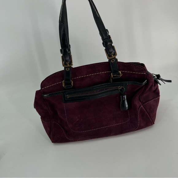 Coach Hamilton Burgundy Suede Leather Tote Bag Satchel Style 7474 Excellent - Picture 4 of 16